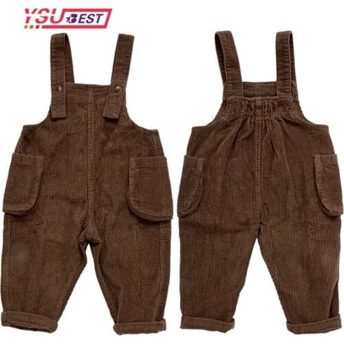 2021 Children Kids Pants 1-7Yrs Boys Girls Overalls Corduroy Jumpsuits Infant Clothing Outfits Autumn winter Kids Overalls Pants