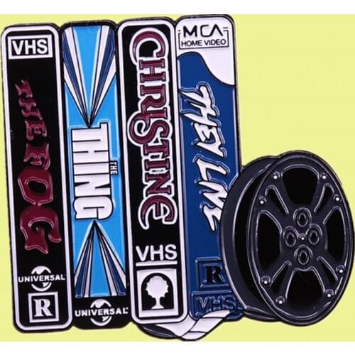 John Carpenter VHS Collection Enamel Pin The Fog The Thing Christine They Live Horror Movie Reel Slasher Killer Goth brooch