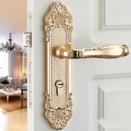 European Style Indoor Mute Zinc Alloy Door Lock Bedroom Door Handle Lock Bathroom Anti-theft Lock Core Furniture Hardware