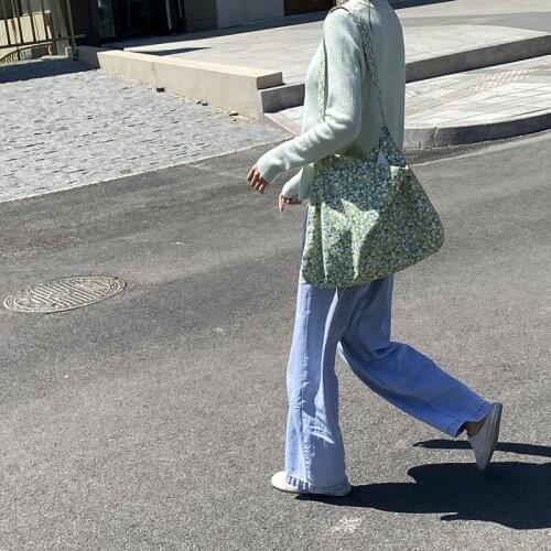 Hylhexyr Ins Ladies Reusable Cotton Canvas Tote Bags Carrying Shopper Shoulder Bag Floral Casual Handbag For Women