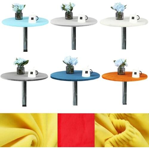 Round Velvet Table Cover Tablecloth Elastic Fitted Stretch Round Edged Table Cover Protector 60/70/80/90/100/120/150cm