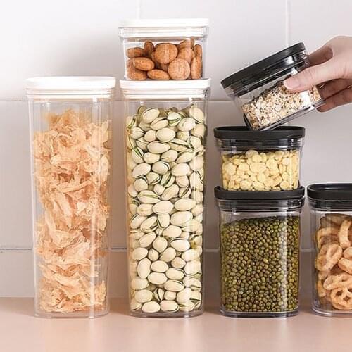 Kitchen Food Storage Box Transparent Moisture-proof Dried Grains Tank Sealed Cans With Lid Nuts Bean Noodle Storage Bottles Jars
