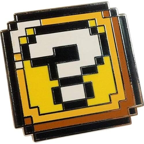 Square 8-bit Pixel Brooch Question Mark Badge Retro Video Game Pins 80s nostalgia gift
