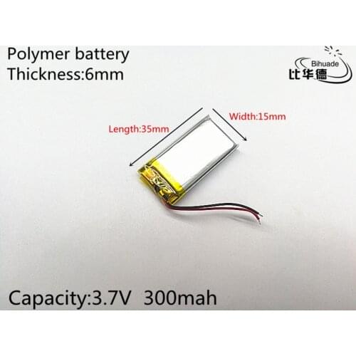 Liter energy battery 601535 Rechargeable Lithium Li ion Polymer 3.7V 300mAh Battery For Bluetooth Headset