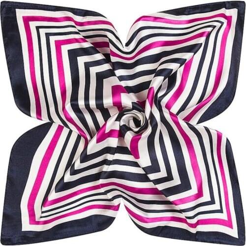 60x60cm Stewardess Geometric Fringe Pattern Small Square Silk Scarf Women ScarfNeckerChief Bandana Womens Professional Scarf