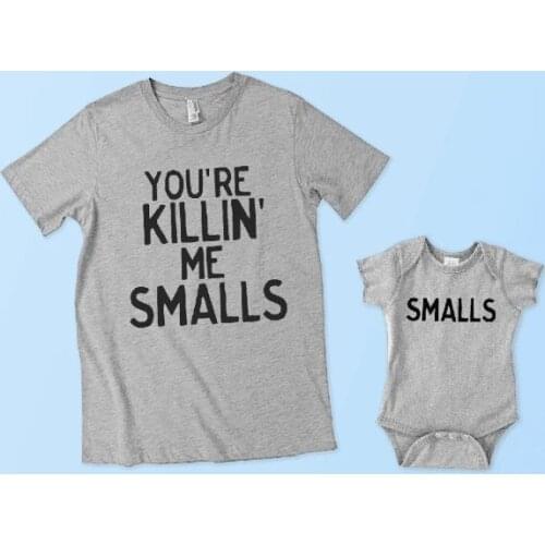 2021 YOU'RE KILLIN ME SMALLS Family Matching Clothes Tshirt Baby Bodysuit Family Look Father Mother Daughter Son Family Clothes