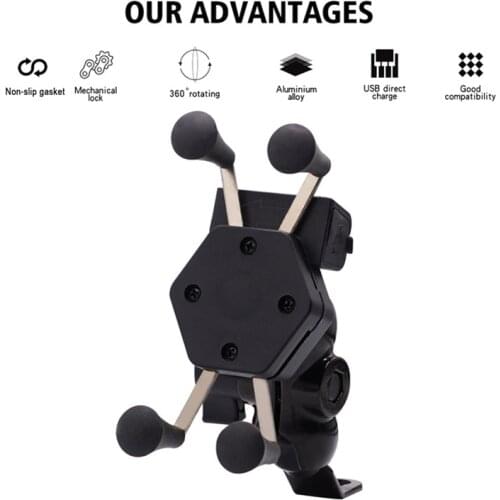 Motorcycle With Switch Usb Electric Car Mobile Phone Holder Mobile Phone Holder Charger 12v To 5V2.1A Riding Handle Bracket