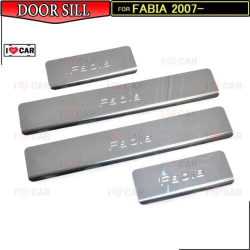 Door sills for Skoda Fabia 2007- scuff plate guard stainless door sills sticker car styling interior decoration protection