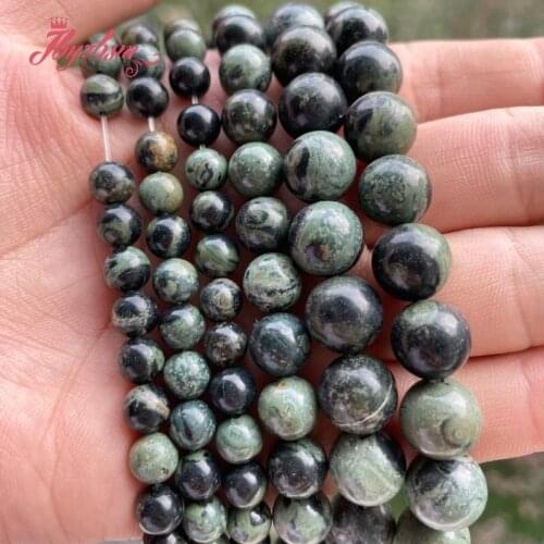 Natural Green eye stone Smooth Round Beads Ball Loose Stone Beads 6/8/10mm For Bracelet Necklace DIY Jewelry Making Strand 15"