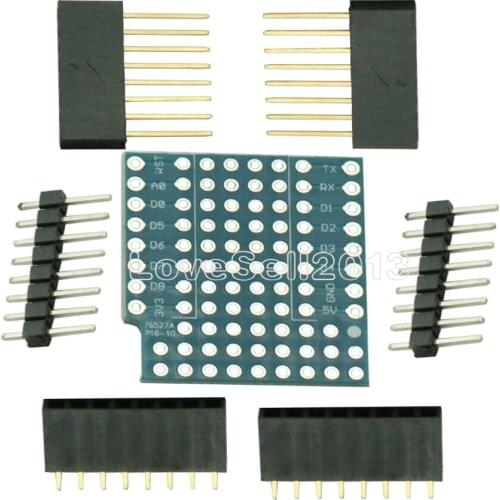 ProtoBoard Shield for WeMos D1 Mini Double Sided Perf Extension Board Compatible for Arduino