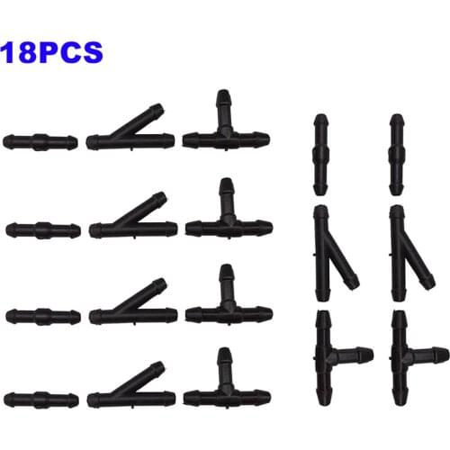 18pcs/Set Car Front Windshield Water Spray Wiper Jet Nozzle T/Y/I Type Splitter Tube Connector Car Styling