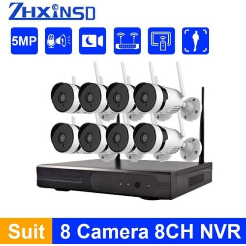 ZHXINSD Ultra HD Surveillance Camera System 8CH 5MP NVR CCTV Video Recording Outdoor Weatherproof Security Camera Kit