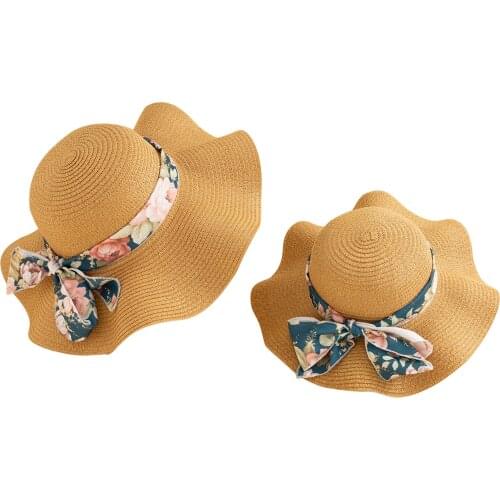 Family Matching Summer Hats Mom And Me Floral Straw Floral For Kids Women Girl Lady Star Sun Bohemia Beach Wear Accessories