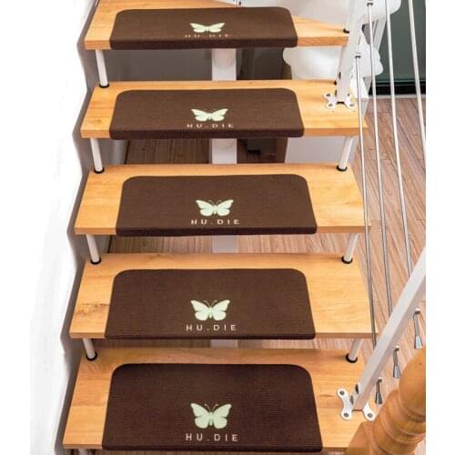 Modern Home Stair Step Mat Reusable Washable Stairway Carpet Luminous Staircase Pad Butterfly Coffee Non-slip Stairs Carpets