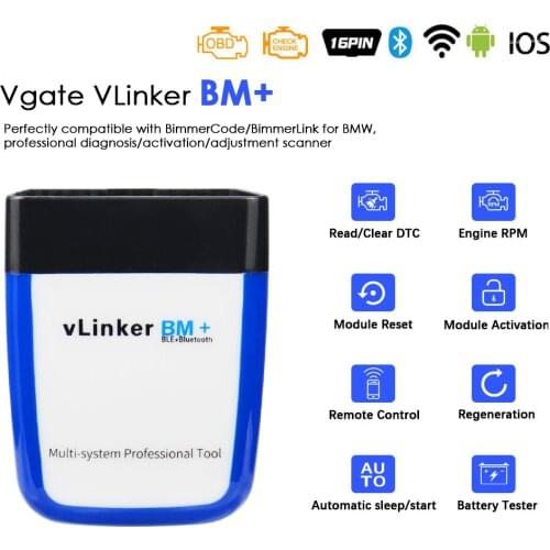 Vgate vLinker BM+ ELM327 V2.2 Scanner Bluetooth 4.0 wifi OBD 2 OBD2 Car Diagnostic ELM 327 Auto Tool