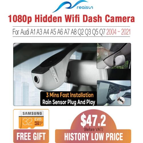 Realsun 1080P Car DVR Wifi Dash Camera Video Recorder Dual Lens Easy Installation For Audi A1 A3 A4 A5 A6 A7 A8 Q2 Q3 Q5 Q7