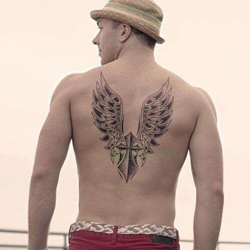 Waterproof Temporary Tattoo Sticker cross angel wing whole back large tatto flash tatoo fake tattoos for women Men Girl