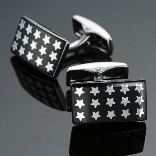 High quality mens shirt Cufflinks fashion suit classic jewelry black star Cufflinks lawyer business shirt badge pin gift