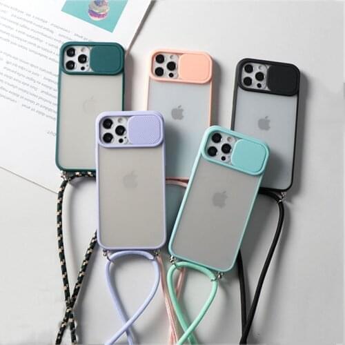 Camera Lens Protection Case For iPhone 11 12 Pro Mini Max 7 8 6 6s Plus X XR XS SE 2020 Crossbody Lanyard Neck Strap Cord Cover