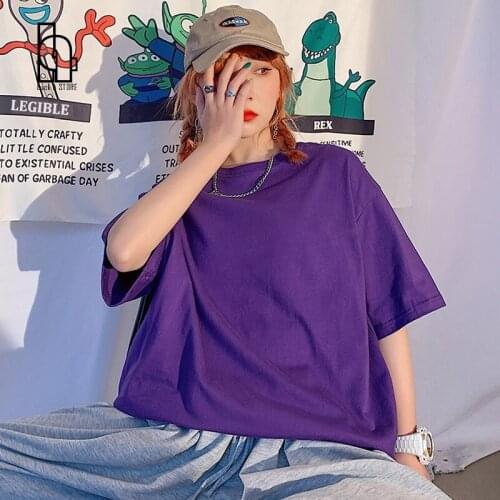 Luck A Loose Solid Basic T Shirt Women Casual O-neck Hipster Tshirt Top 5XL 2021 Summer Short Sleeve T-Shirt Women Tee Shirt