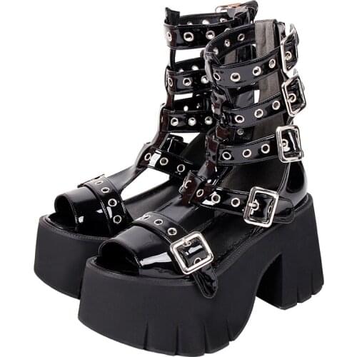 Angelic imprint woman lolita cosplay punk Gothic shoes lady high heels pumps girl princess summer dress party cool Sandals 8975