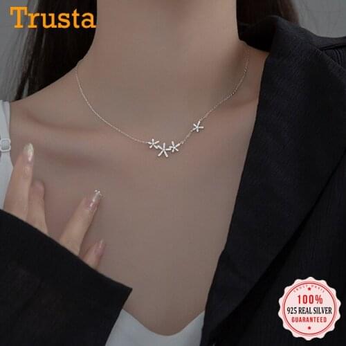 Trustdavis Real 925 Sterling Silver Fashion Flower Dazzling CZ Pendant Necklace For Women Wedding Party Fine Jewelry DA2218