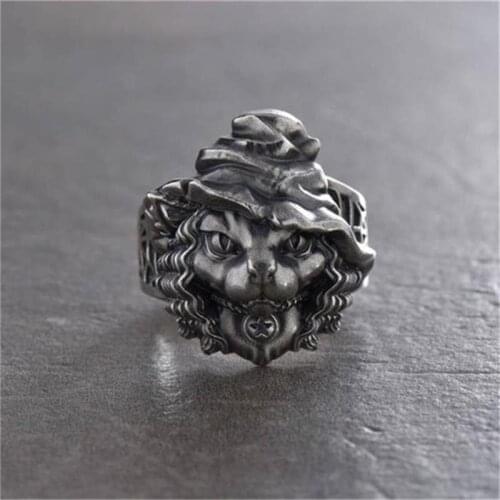 Vintage Animal Cat Ring 316L Stainless Steel Rings for Women Great Magician Gothic Women Men Jewelry Gift