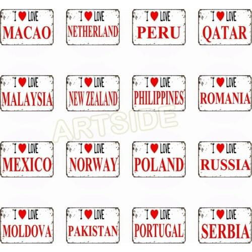 I Love My Country Tin Sign Vintage Metal Sign Home Decor Retro Painting Plaques Poster