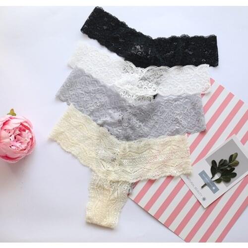 3Pcs Girl Mesh Thong Panties Young Girl Underwear Lingerie Femme G-String Lace Panty Underpants Female Solid Low Waist