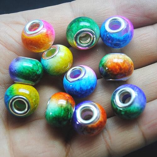 10pcs natural ceramic material big hole for chain bracelets making accessories 12x16mm inner hole 5mm mix colors new arrivals