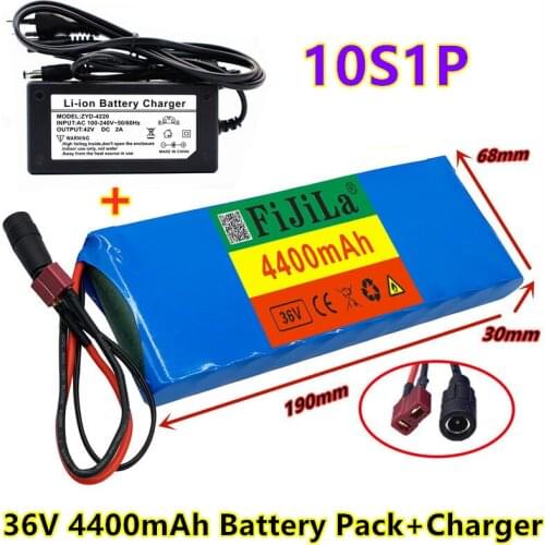 2021 New 10S1P 36V 4400mAh 18650 lithium ion battery pack ebike electric car bicycle scooter belt 20A BMS 500W+42V 2A Charger