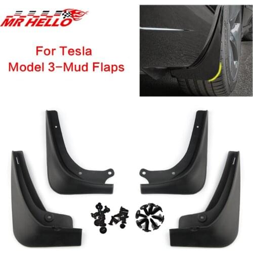 4Pcs Molded Mud Flaps For Tesla Model 3 2016~2019 Set Mudflaps Splash Guards Flap Mudguards Front Rear