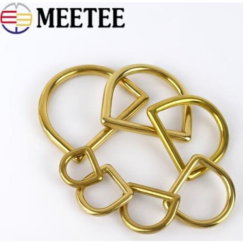 5pcs Meetee 13-44mm Solid Brass O D Ring Buckles Pure Copper Loop DIY Bag Luggage Strap Hardware Leather Craft Accessories
