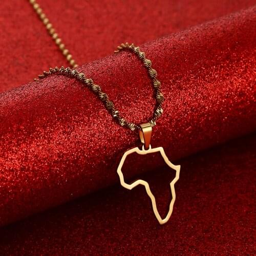 African Map Symbol Pendant Necklaces Silver Color Gold Color Africa Maps Chains Jewelry