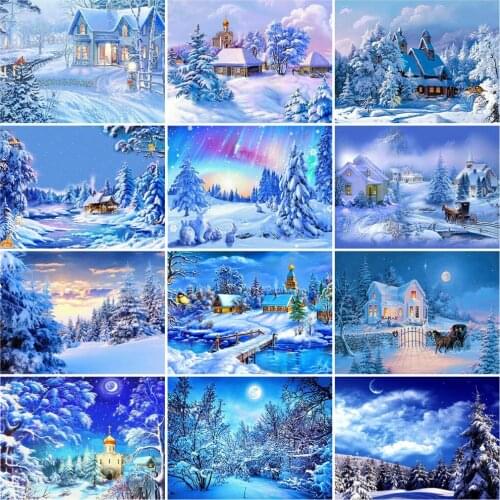EverShine DIY Diamond Embroidery Winter Rhinestone Pictures Gift Diamond Painting House Cross Stitch Landscape Decor For Home