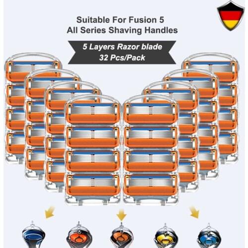 Safety Shaving Razor Blades 5 Layers Replaceable Heads Fit Gillette Fusion5 Proglide Proshield Straight Shaving Blades Refills