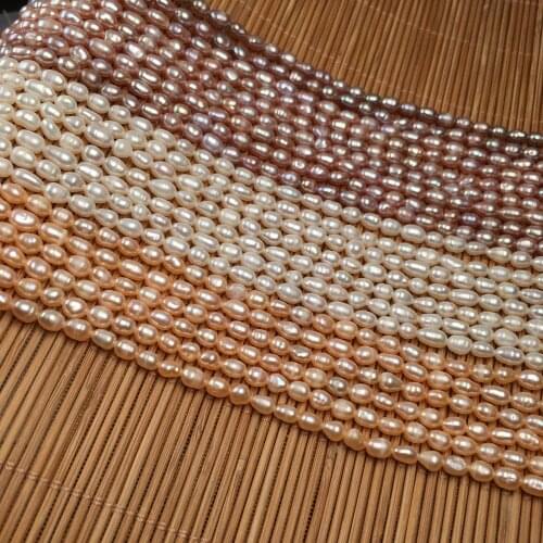 Natural Freshwater Pearl Beading Rice shape Isolation Punch Loose Beads For jewelry making DIY Necklace Bracelet Accessories