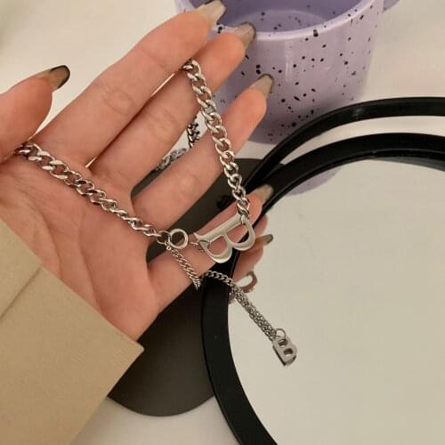 High Quality Stainless Steel Letter B Pendant Necklace for Women Charm Metal Chain Choker Necklace Statement Jewelry 2021
