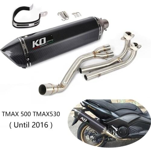 For Yamaha TMAX530 TMAX500 Until 2016 Complete Exhaust System Motorcycle Header Link Pipe Slip On 51mm Muffler Escape 570mm