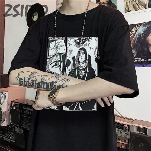 Harajuku Akatsuki Mens tshirt Unisex Cool Japanese Anime Print Short Sleeve t shirt Man Streetwear Cotton T-shirt Cartoon Tops