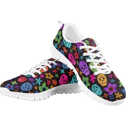 Colorful Candy Skull Print Women Flats Shoes Breathable Spring Sneakers Nursing Gift for Girls Shoe zapatos de mujer plataforma
