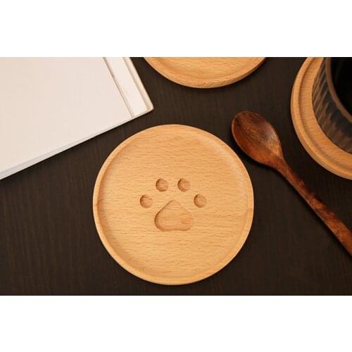 Japanese Style Creative Wood Bear Paw Coaster Mug Tea Cup Coffee Cup Coaster Round Coaster