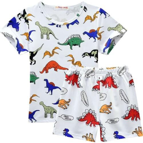 Summer baby boy clothes Jurassic childrens set dinosaur pattern short sleeve tops pants kids pajamas halloween costume for kids