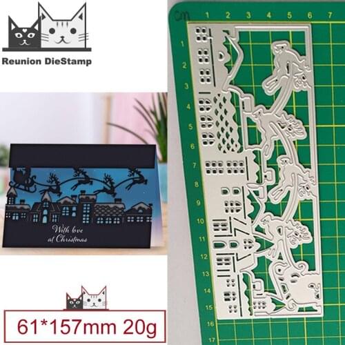 Metal Cutting Dies House Christmas Sleigh Deer Cut Die Mold Card Scrapbook Paper Craft Knife Mould Blade Punch Stencils