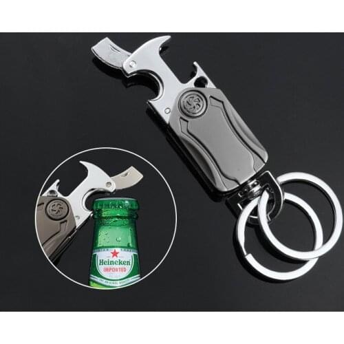 Metal Beer Bottle Opener Keychain Zinc Alloy Key Chain Fashion Multifunctional Men Car Play Key Ring Tool Accessries