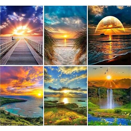 DIY Cross Stitch Different Size Landscape Series Set 11CT Ecological Cotton Thread Printing Embroidery Home Decoration Painting