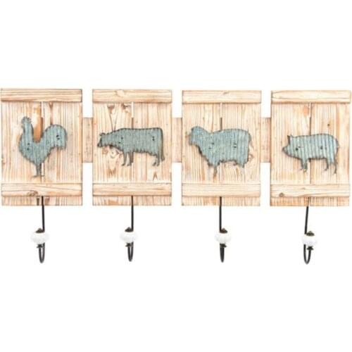 Wall mounted coat hanger DKD Home Decor animals Wood Metal (68 x 33 x 8 cm)
