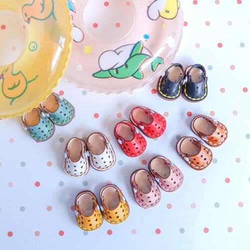 New Doll Clothes Cowhide Hole Shoes Sandals for ob11,obitsu11,Molly, 1/12bjd doll Shoes accessories for doll