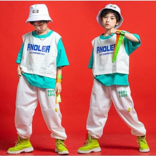 Kids Ballroom Hip Hop Clothing Outfits Sleeveless Top Vest Streetwear Pants T Shirt For Girl Boy Dance Wear Costumes Clothes Set