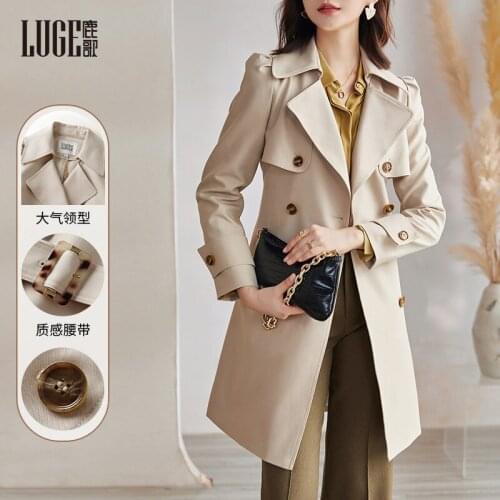 2021 autumn this years popular new coat fashion temperament windbreaker coat womens middle long small man